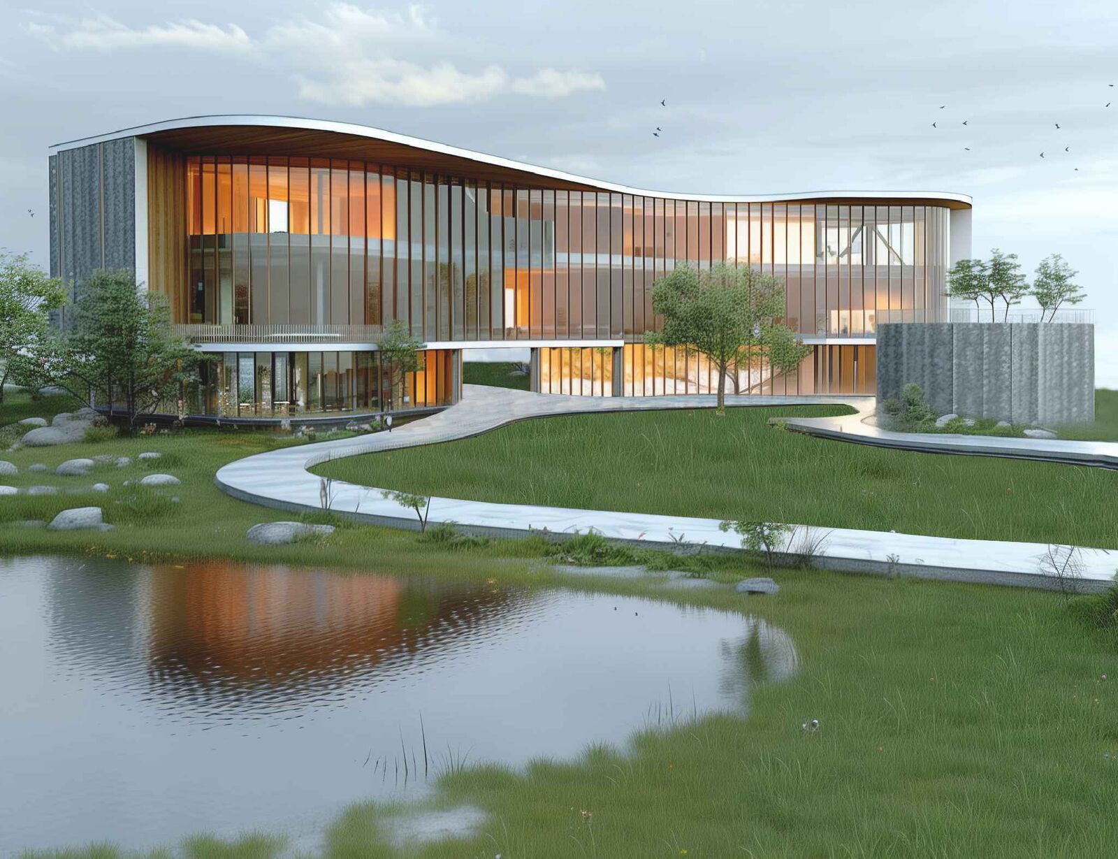 Þjónustumiðja Lágafells við settjörn